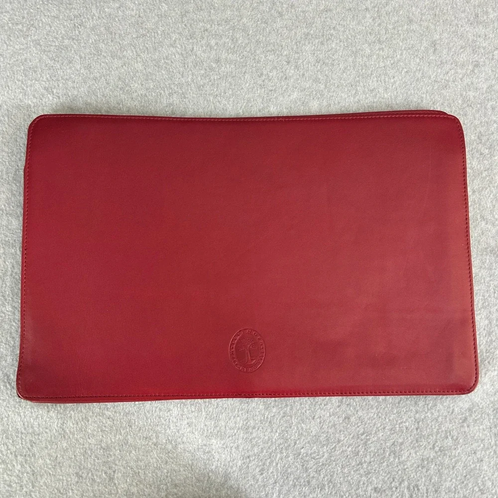 DLN Monogram Levenger Leather Document Envelope Red Legal Size Sleeve Office